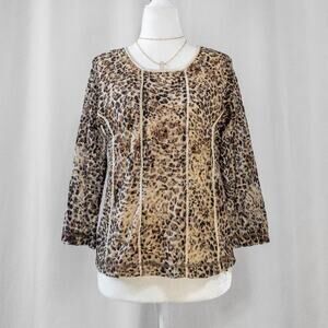 Y2k Lace Leopard Print Long Sleeve Top